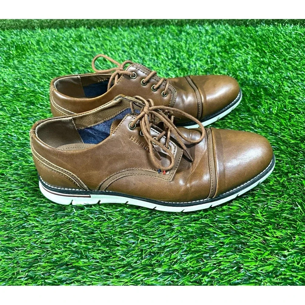 Tommy Hilfiger Mens Brown Waylon Cap Toe Oxford Shoes TMWAYLON-SS Size 10